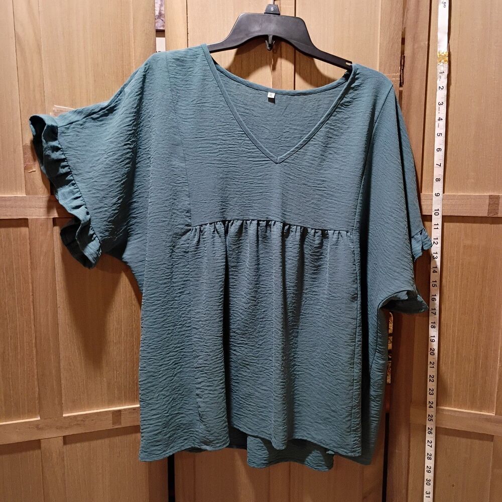 XL boho style blue green top